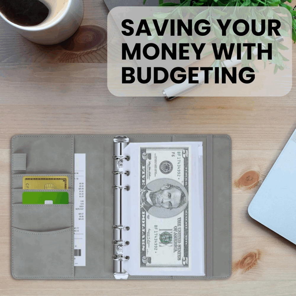 Set agenda planificator buget, A6, Cu Plicuri pentru numerar/Budget card/Writing paper, Gri [2]