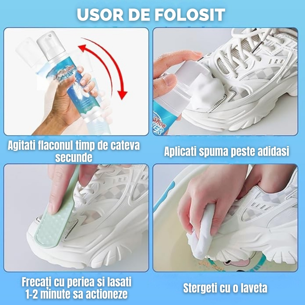 Set albire adidasi albi cu spuma activa 200 ml perie burete laveta [5]