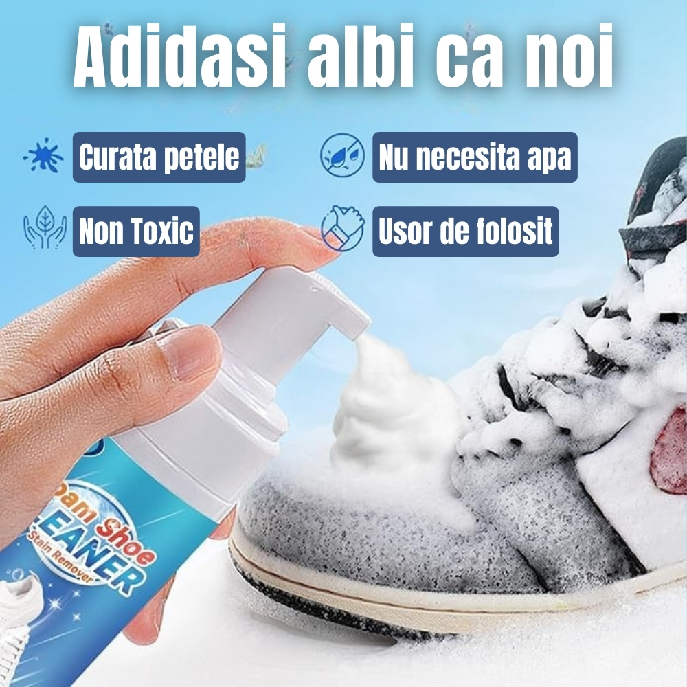 Set albire adidasi albi cu spuma activa 200 ml perie burete laveta [2]