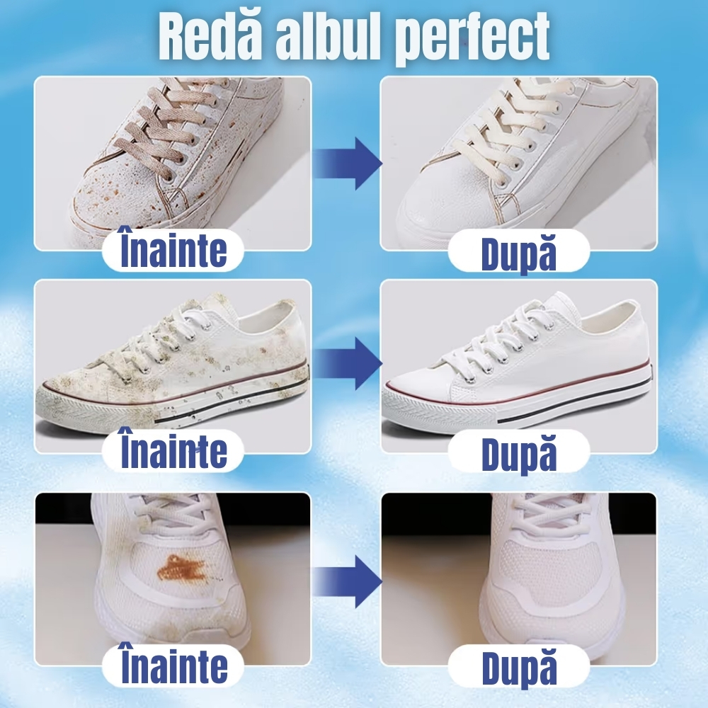 Set albire adidasi albi cu spuma activa 200 ml perie burete laveta [3]