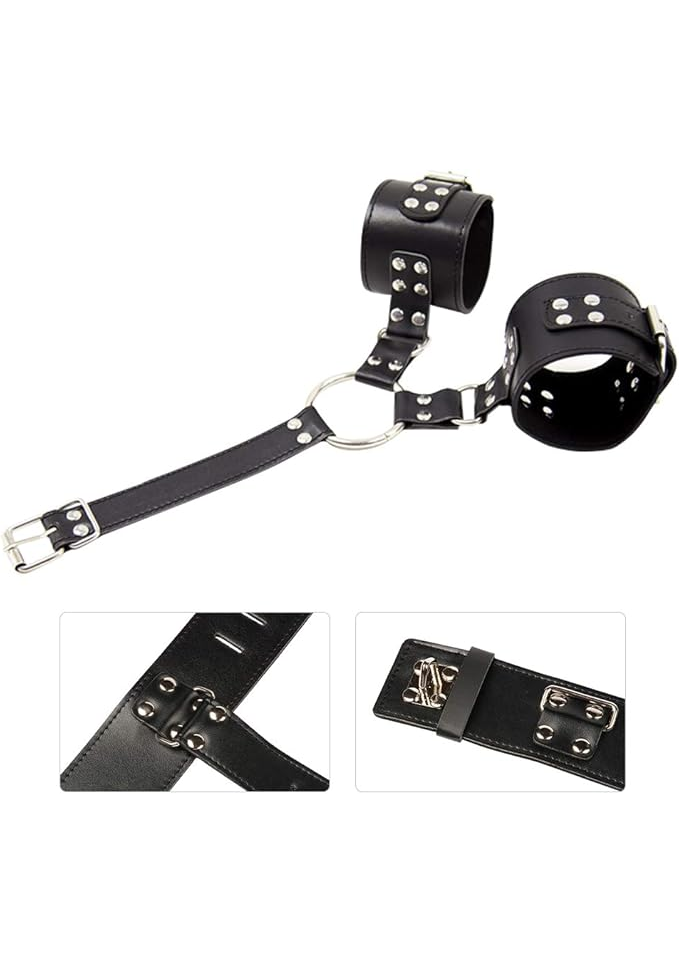 Set BDSM pentru cupluri, marime reglabila, din piele, unisex [3]