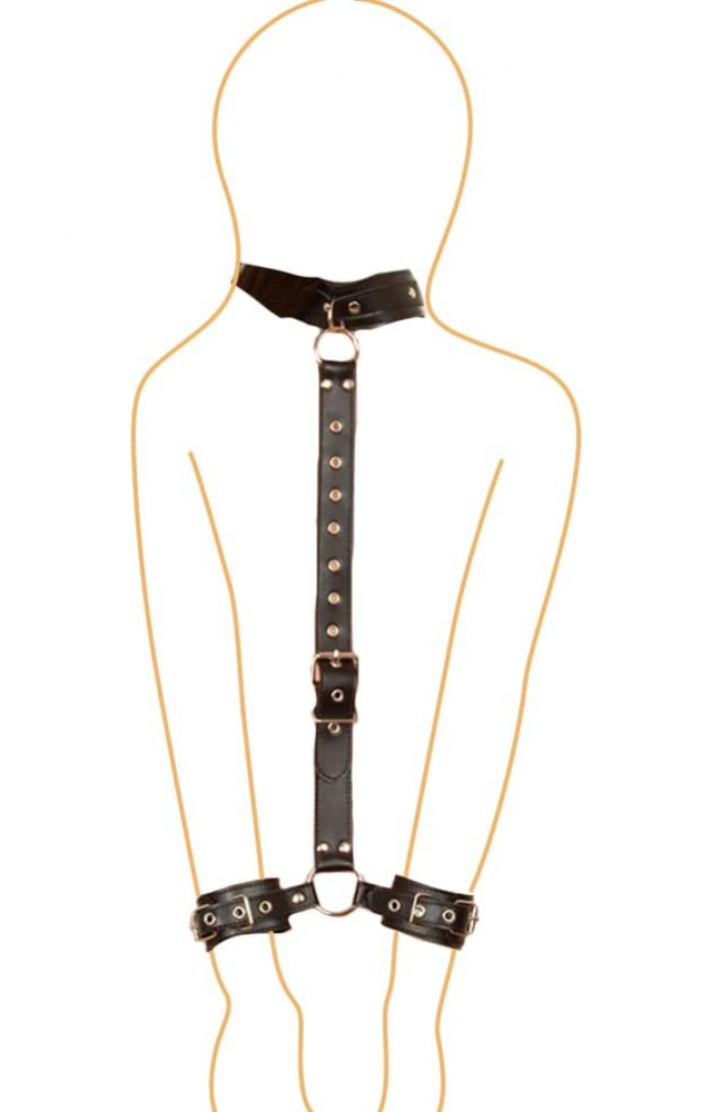 Set BDSM pentru cupluri, marime reglabila, din piele, unisex [2]