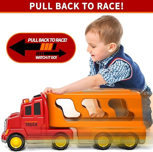 Set Camion Transport și Mașinuțe KukuFun, Jucării pentru Copii, 5 în 1, cu Sunete și Lumină, pentru Băieți și Fete, 3-6 Ani [3]