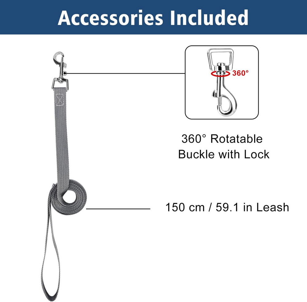 Set complet pentru caini mici si medii, Ham + lesa, PETLOFT, culoare gri, marime M [5]