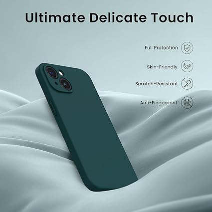 Set compus din Husă ORNARTO pentru iPhone 14 Plus 6.7 inch (2022), Silicon Lichid, Verde Olive si 2 Folii de Protecție pentru Ecran [8]