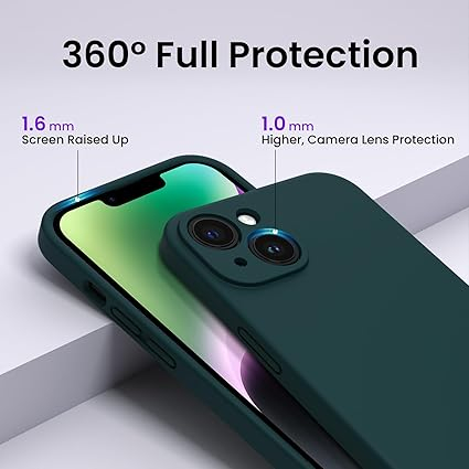 Set compus din Husă ORNARTO pentru iPhone 14 Plus 6.7 inch (2022), Silicon Lichid, Verde Olive si 2 Folii de Protecție pentru Ecran [6]