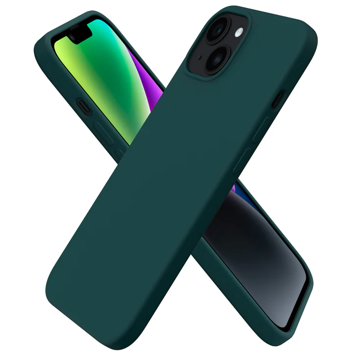Set compus din Husă ORNARTO pentru iPhone 14 Plus 6.7 inch (2022), Silicon Lichid, Verde Olive si 2 Folii de Protecție pentru Ecran [2]