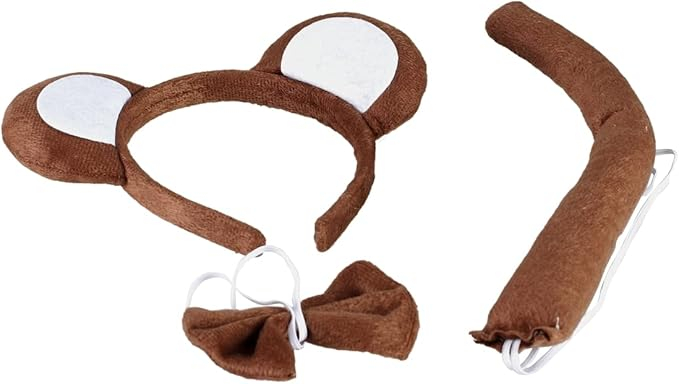 Set costum maimuta cu bentita urechi maro coada si papion accesorii cosplay [5]