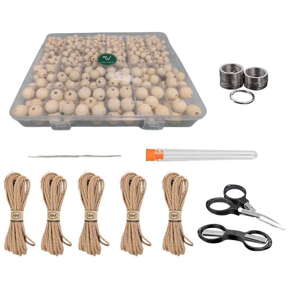 Set creativ cu 700 Margele din Lemn Natur pentru Insirat, cu Accesorii Incluse [1]