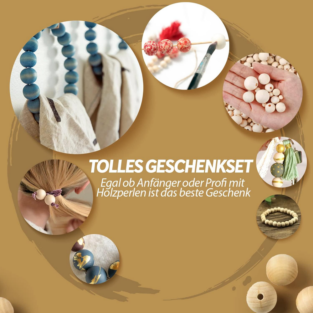 Set creativ cu 700 Margele din Lemn Natur pentru Insirat, cu Accesorii Incluse [8]