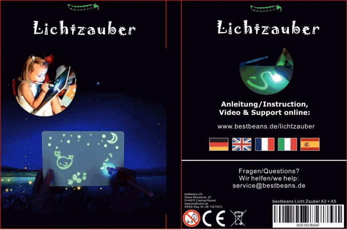Set creativ cu placi de desen cu stilou uv cu lumina magica, Lichtzauber, A3 si A5 [5]