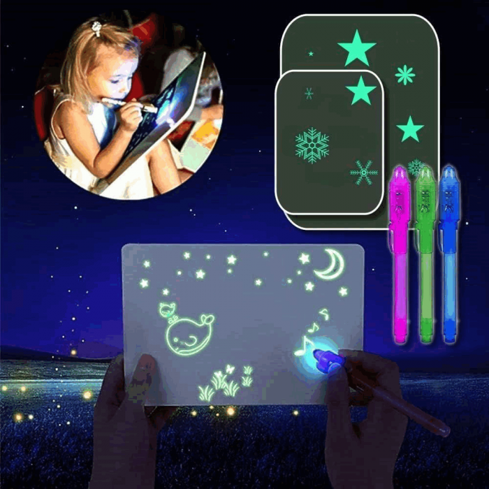 Set creativ cu placi de desen cu stilou uv cu lumina magica, Lichtzauber, A3 si A5 [3]