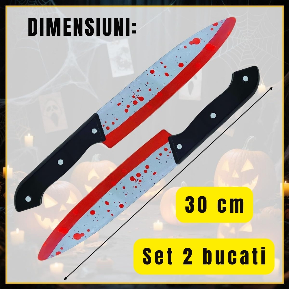 Set cutite false Halloween cu efect de sange din plastic 30 cm recuzita cosplay [3]