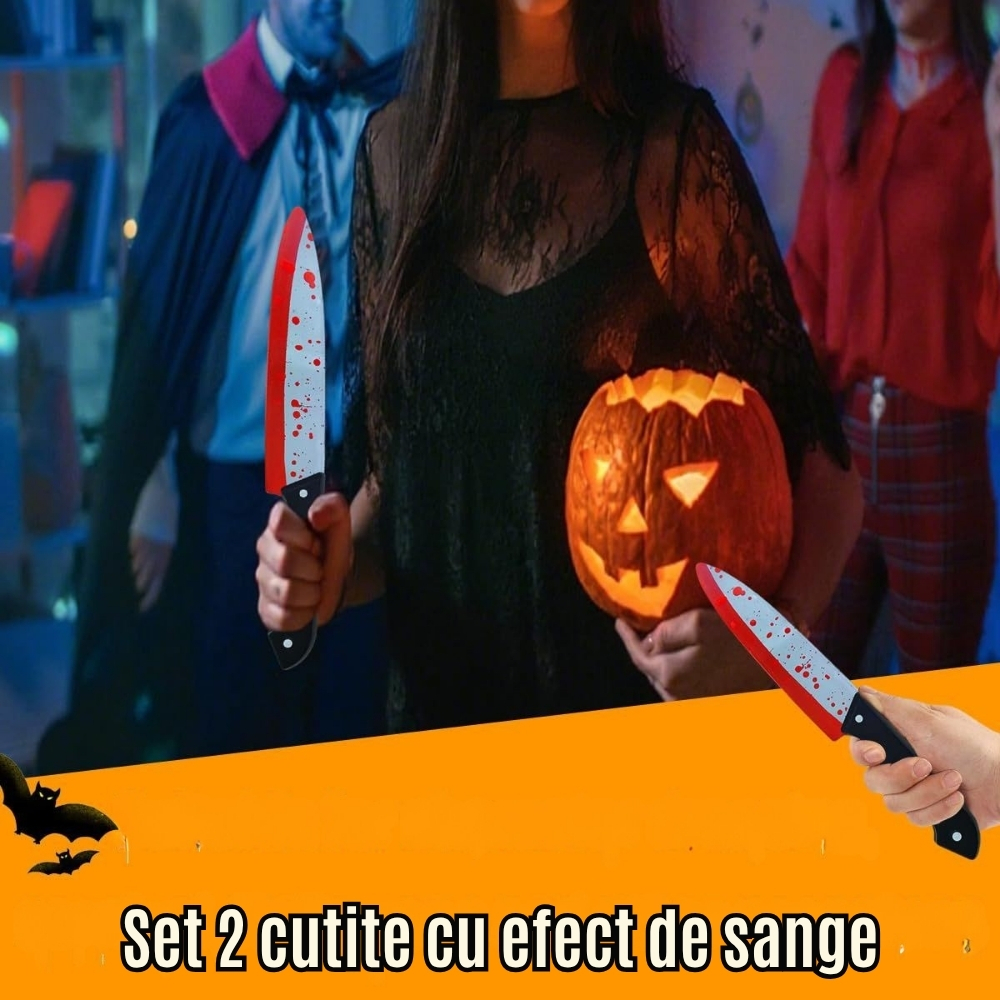 Set cutite false Halloween cu efect de sange din plastic 30 cm recuzita cosplay [4]
