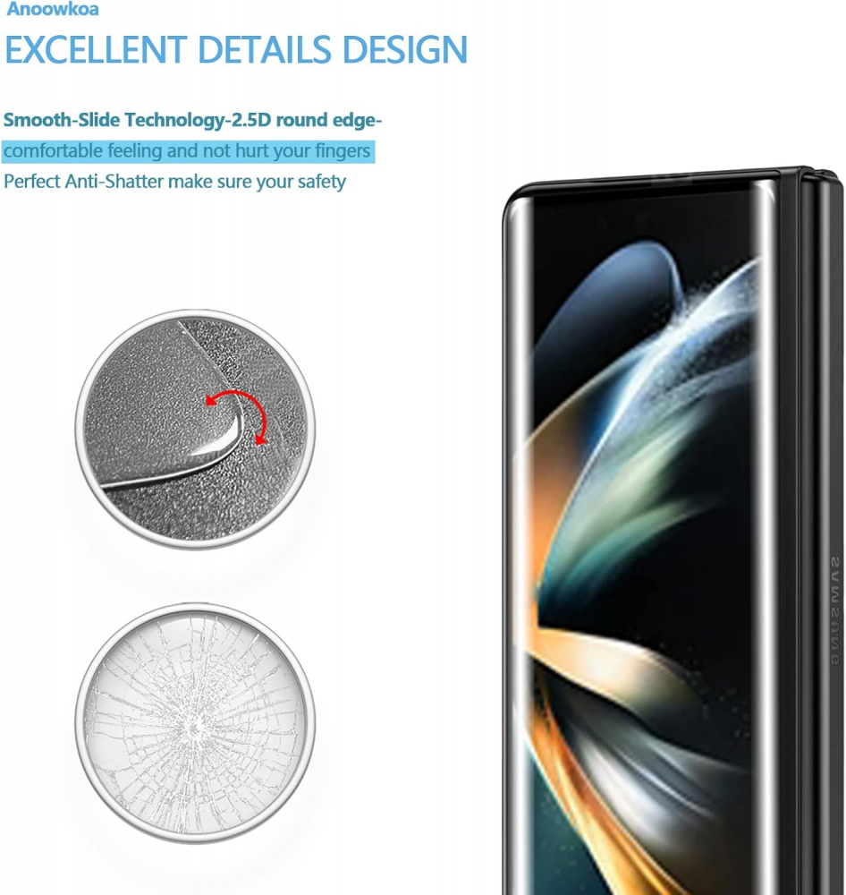 Set de 2 Folii Protectoare de Ecran 9H, Anoowkoa Panzerglas pentru Samsung Galaxy Z Fold 4, Rezistente la Zgârieturi și Impact, 6K4X [6]