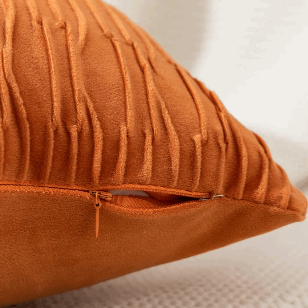 Set de 2 huse de perna din catifea, MIULEE, decorative si moi, pentru living, canapea, dormitor, cu fermoar invizibil, 45 x 45 cm, orange, M7FN [4]