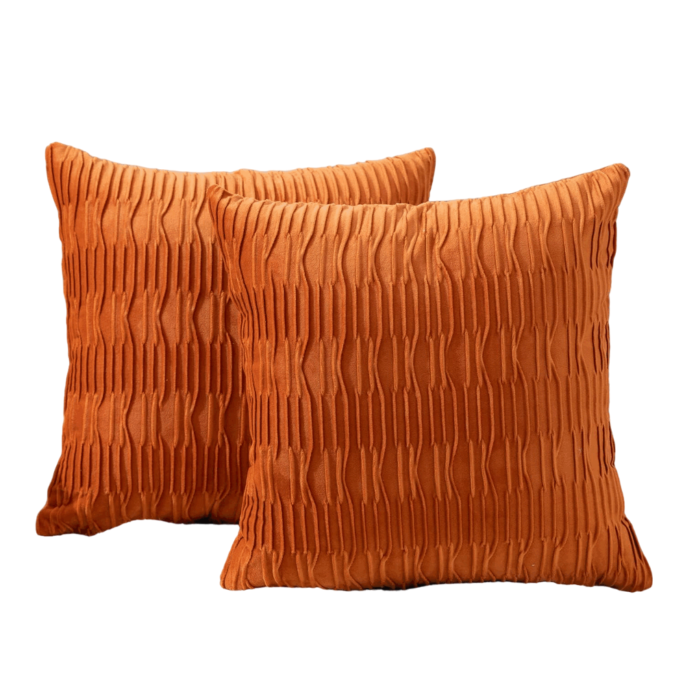 Set de 2 huse de perna din catifea, MIULEE, decorative si moi, pentru living, canapea, dormitor, cu fermoar invizibil, 45 x 45 cm, orange, M7FN [2]
