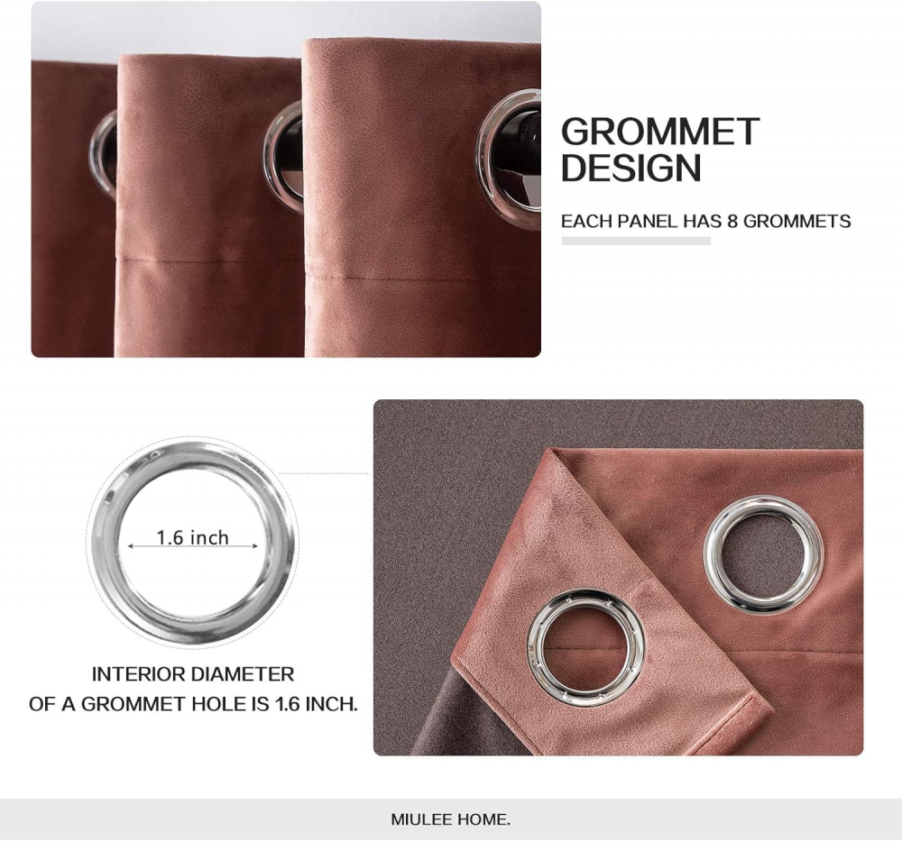 Set de 2 Perdele Opace, cu Inele, pentru Dormitor, Living, Emema, 140x260, roz batran [4]