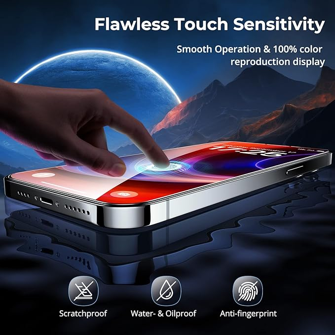 Set de 3 bucati Folie de Protecție SYNCWIRE pentru iPhone 14 Pro, Sticlă Securizată 9H Rezistentă la Zgârieturi și Anti-Amprentă [2]