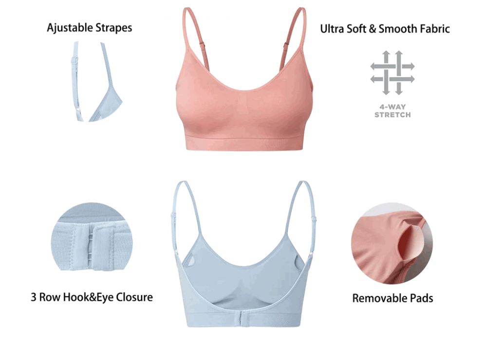 Set de 3 bustiere sport pentru yoga, fără cusături, fără sârmă Comfyin, XS [2]