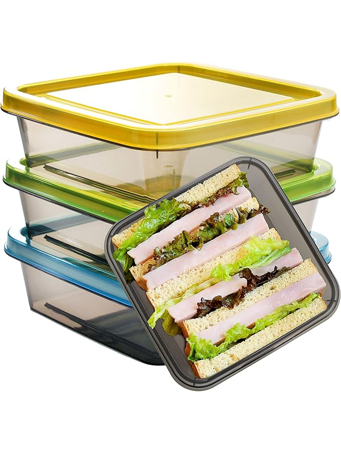 Set de 3 cutii pentru sandwichuri, reutilizabile, ideale pentru prânz, depozitare alimente [1]