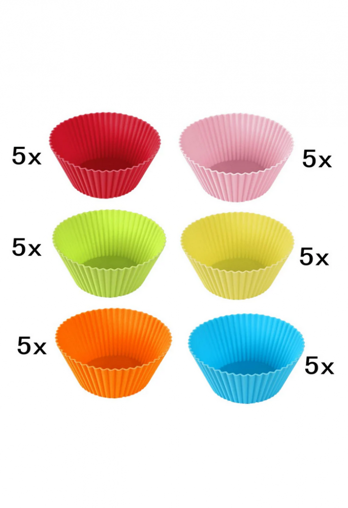 Set de 30 de forme colorate din silicon pentru briose, Multicolore, fara BPA, Reutilizabile, JZK [5]