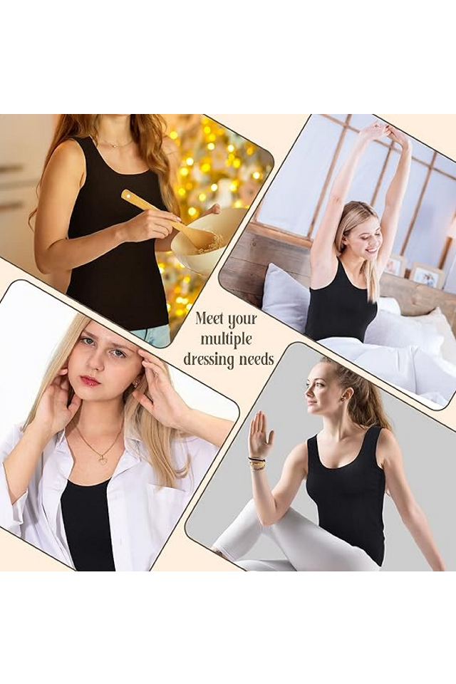 Set de 4 Maiouri călduroase pentru femei, Neer, cu interior căptușit cu fleece, fără mâneci, negru [5]