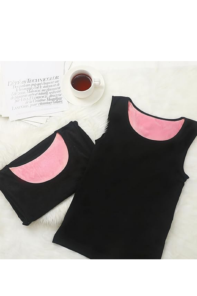 Set de 4 Maiouri călduroase pentru femei, Neer, cu interior căptușit cu fleece, fără mâneci, negru [4]