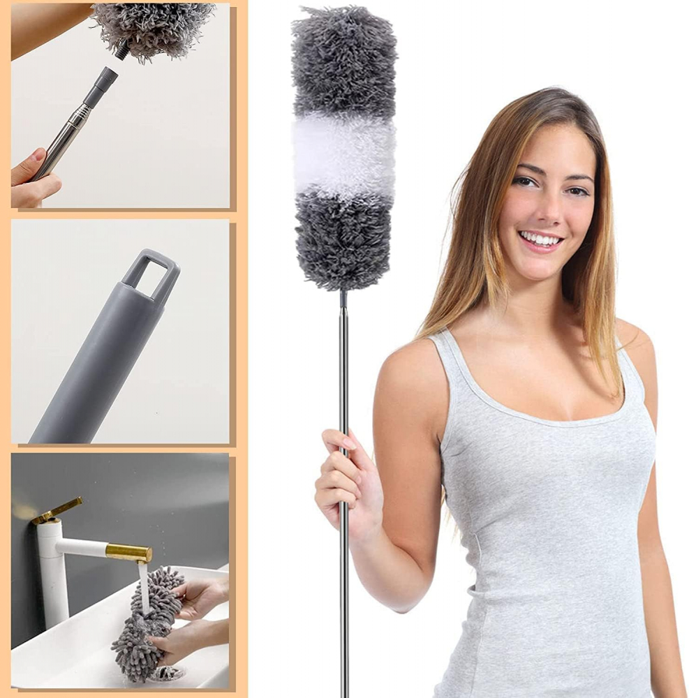 Set de 5 Perii Telescopice pentru Curățare VOOVAO, Microfibră Lavabilă, Braț Extensibil din Oțel Inoxidabil, Flexibilă și Rezistentă [3]