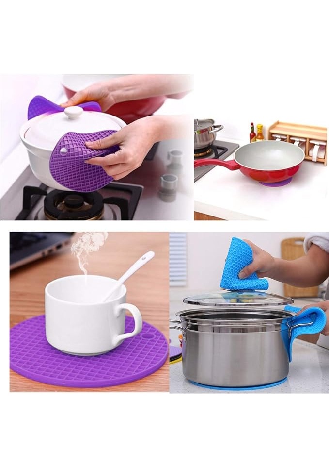 Set de 5 suporturi rotunde din silicon multicolor, 18 cm, pentru oale, boluri, pahare și tacâmuri JZK - 5I43 [3]