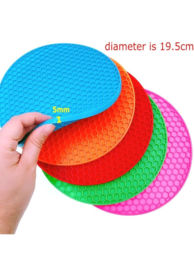Set de 5 suporturi rotunde din silicon multicolor, 18 cm, pentru oale, boluri, pahare și tacâmuri JZK - 5I43 [2]