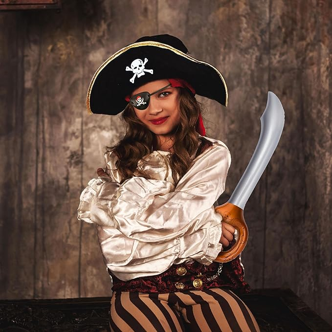 Set de 6 Accesorii de Pirat eVenis pentru Femei, Pachet Complet cu Pălărie, Sabie, Petic pentru Ochi, Bandană, Colier și Cercei, 13T3 [4]