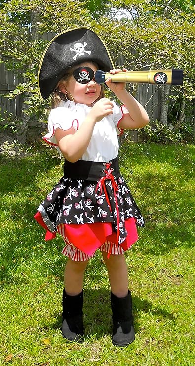 Set de 6 Accesorii de Pirat eVenis pentru Femei, Pachet Complet cu Pălărie, Sabie, Petic pentru Ochi, Bandană, Colier și Cercei, 13T3 [6]