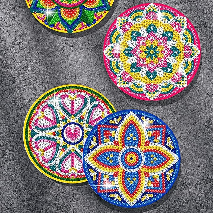 Set de 6 Suporturi pentru Pahare cu Pictură Diamant, Model Mandala, Kit DIY pentru Începători, Adulți și Copii, R1BB [5]