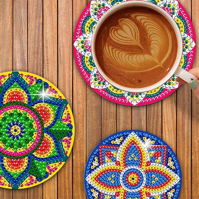 Set de 6 Suporturi pentru Pahare cu Pictură Diamant, Model Mandala, Kit DIY pentru Începători, Adulți și Copii, R1BB [2]