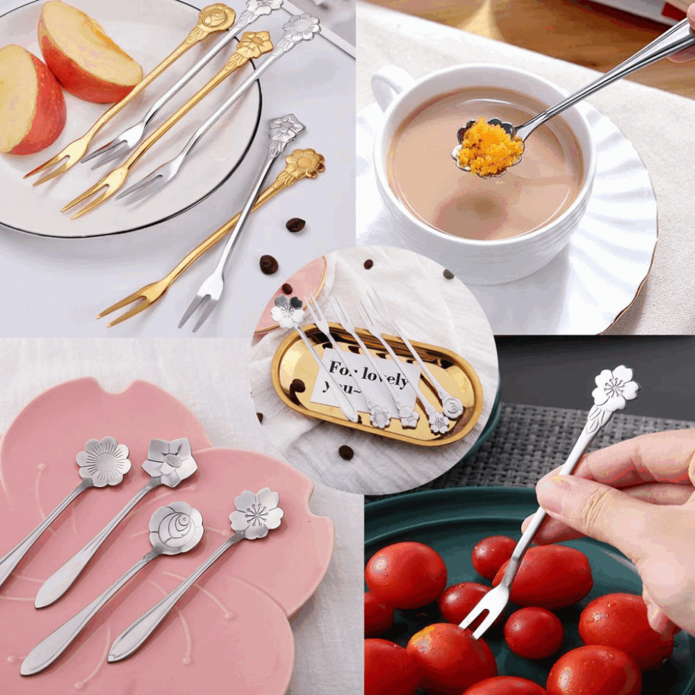 Set de 8 tacamuri pentru desert YITONGFU, otel inoxidabil, argintiu, 12,5-13,3 cm [5]