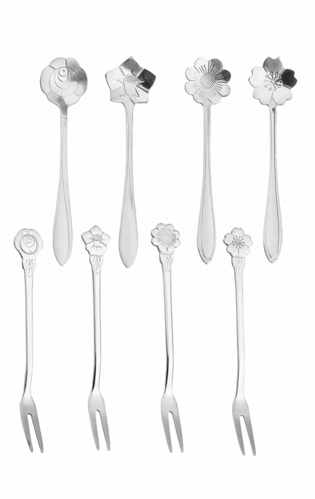 Set de 8 tacamuri pentru desert YITONGFU, otel inoxidabil, argintiu, 12,5-13,3 cm [2]
