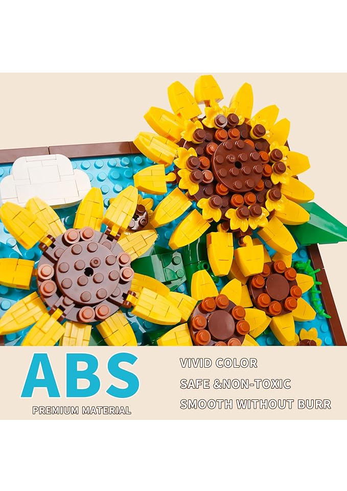 Set de Construcție 3D, Floarea-Soarelui, 580+ Piese, Jucărie Creativă pentru Copii și Adulți, Tematică Florală [3]