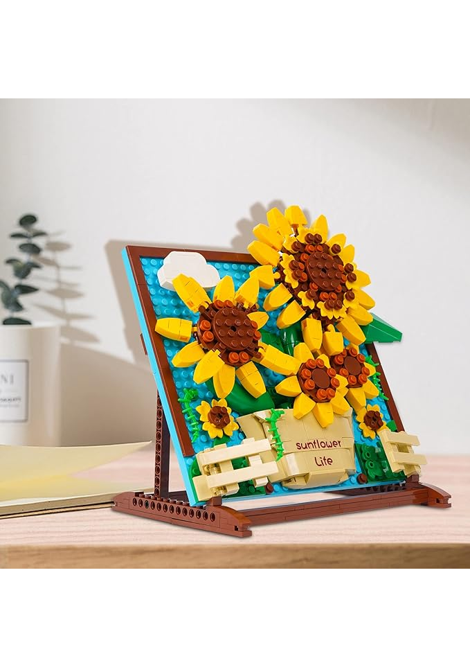 Set de Construcție 3D, Floarea-Soarelui, 580+ Piese, Jucărie Creativă pentru Copii și Adulți, Tematică Florală [6]