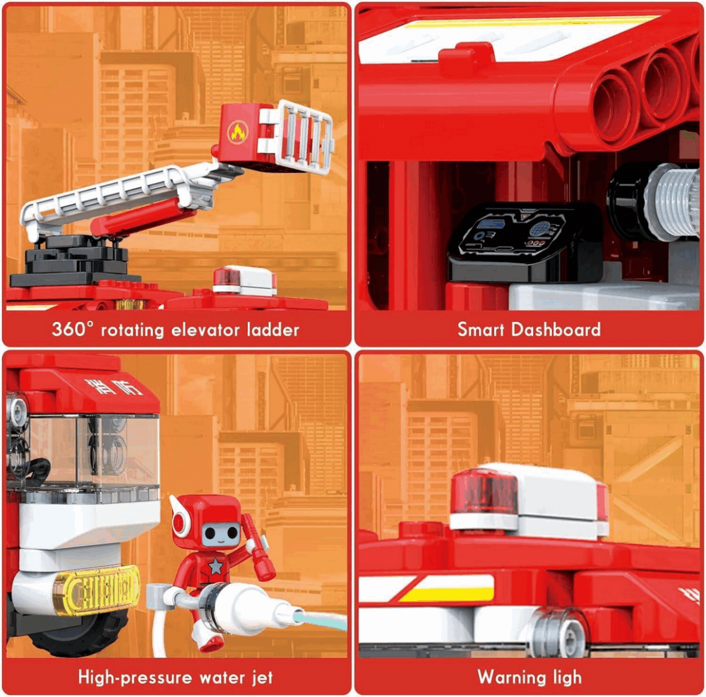 Set de constructie masina de pompieri 8 în 1, BOTZEES STEM, + 5 ani (170 piese) [5]