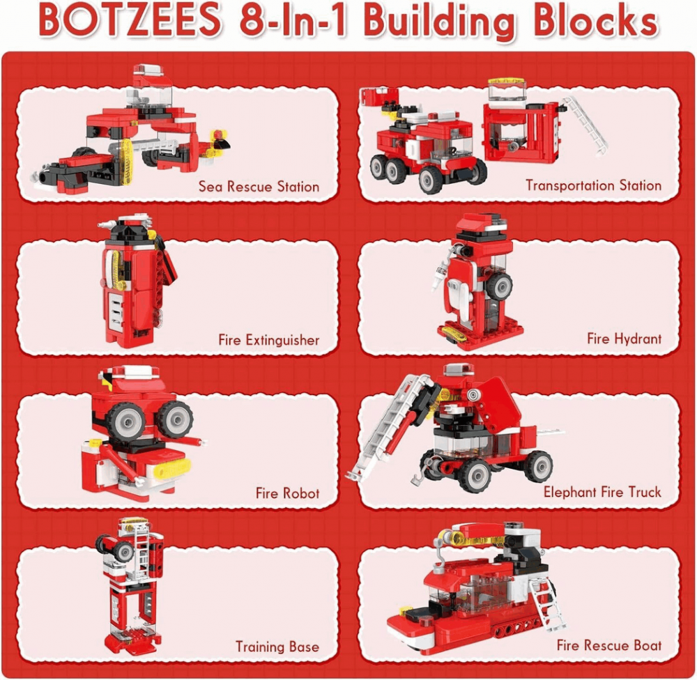 Set de constructie masina de pompieri 8 în 1, BOTZEES STEM, + 5 ani (170 piese) [2]