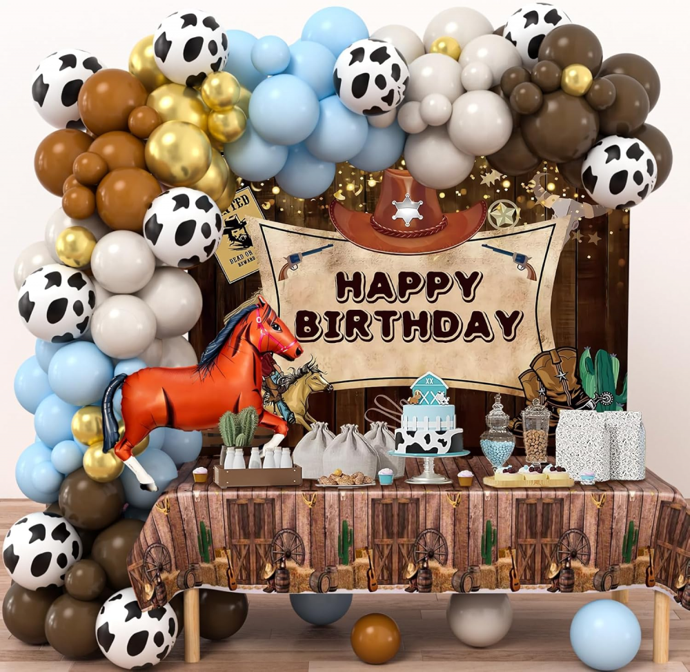 Set de decorațiuni pentru petrecere aniversara cu tema cowboy, 121 de piese [1]