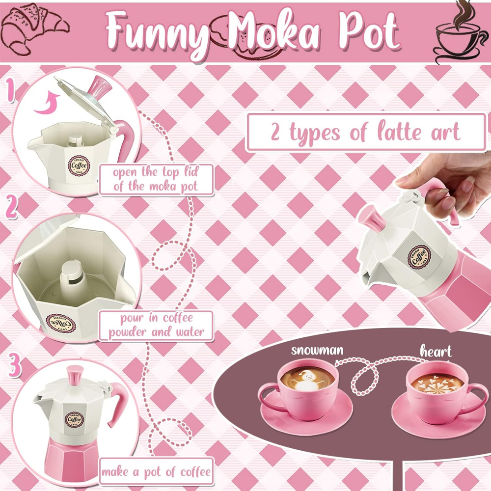 Set de Joacă cu Cafetieră și Ceainic pentru Copii, 38 Piese, Joacă de Rol cu Cafea, Prăjituri și Accesorii, Cadou Creativ pentru Fetițe și Băieți 3 ani + [2]