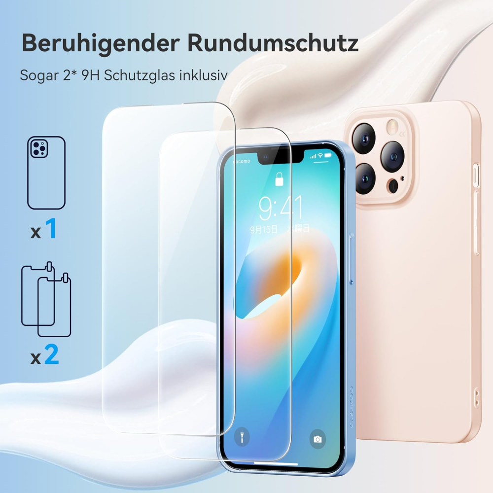 Set Husa Ultra Slim pentru iPhone 13 Pro si 2 folii de sticla securizta, CASEKOO, portocaliu, 5RYR [4]