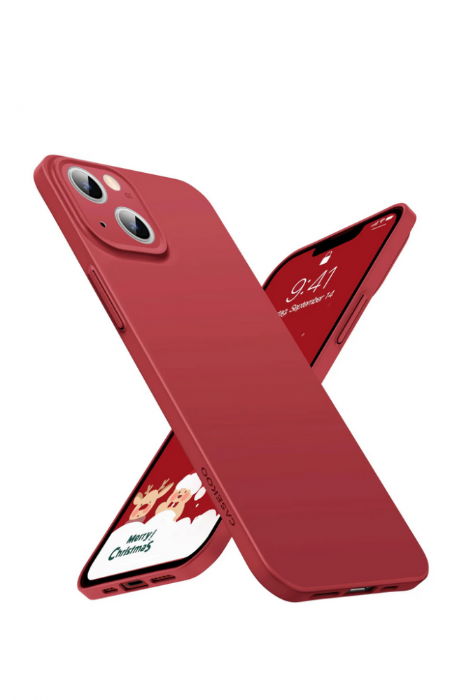 Set Husa Ultra Slim pentru iPhone 13 si 2 folii de sticla securizta, CASEKOO, rosu, 74EX [1]