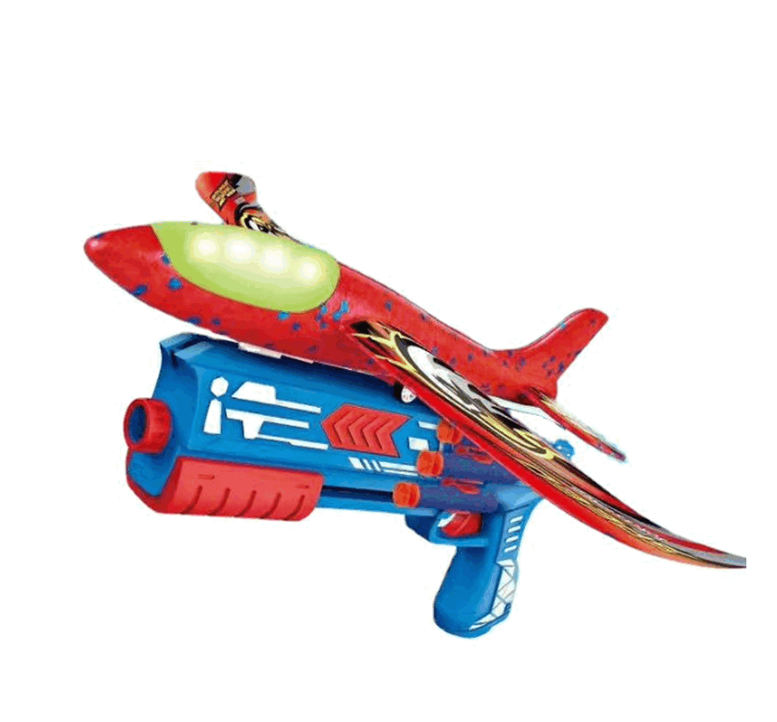 Set Lansator Avioane cu 2 Avioane, Pistol Albastru și 5 Gloanțe Moi, Jucărie Sigură și Distractivă pentru Copii, model 7388 [5]