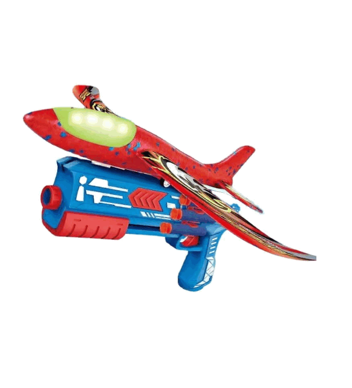 Set Lansator Avioane cu 2 Avioane, Pistol Albastru și 5 Gloanțe Moi, Jucărie Sigură și Distractivă pentru Copii, model 7388 [1]