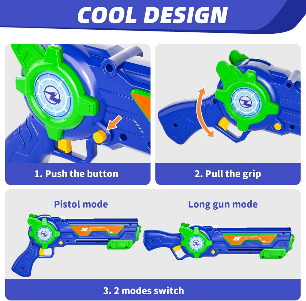 Set Lansator Avioane pentru Baieti, 1 pistol lansator, 2 Avioane din Spuma cu LED, 2 Zmee, 40 Bile Moi, Ci Vetch [3]