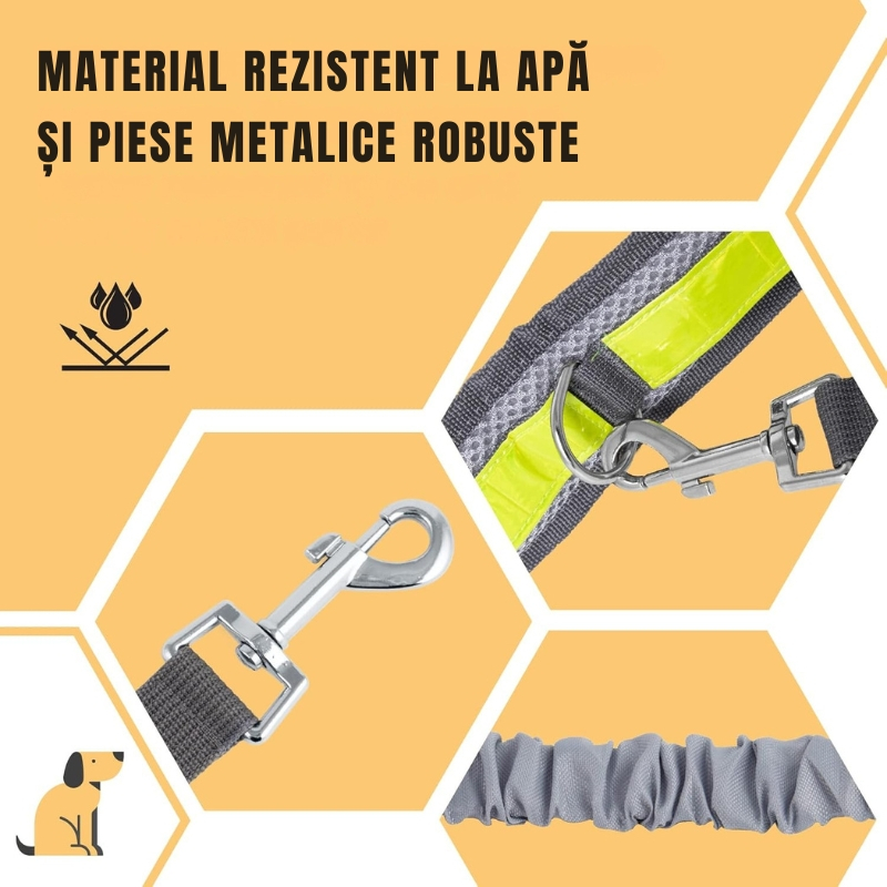 Set Lesa Hands-Free pentru Alergat impreuna cu Cainele si Centura Reglabila pentru Stapan cu Borseta si Saculet, Reflectorizanta, Elastica [3]
