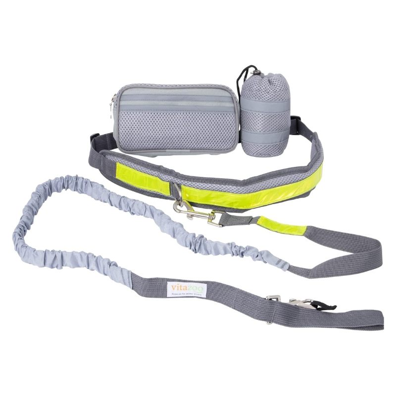 Set Lesa Hands-Free pentru Alergat impreuna cu Cainele si Centura Reglabila pentru Stapan cu Borseta si Saculet, Reflectorizanta, Elastica [2]